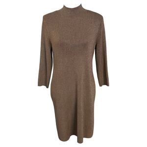 Chicos Travelers Size 1 US M Gold Metallic Sweater Tunic Top